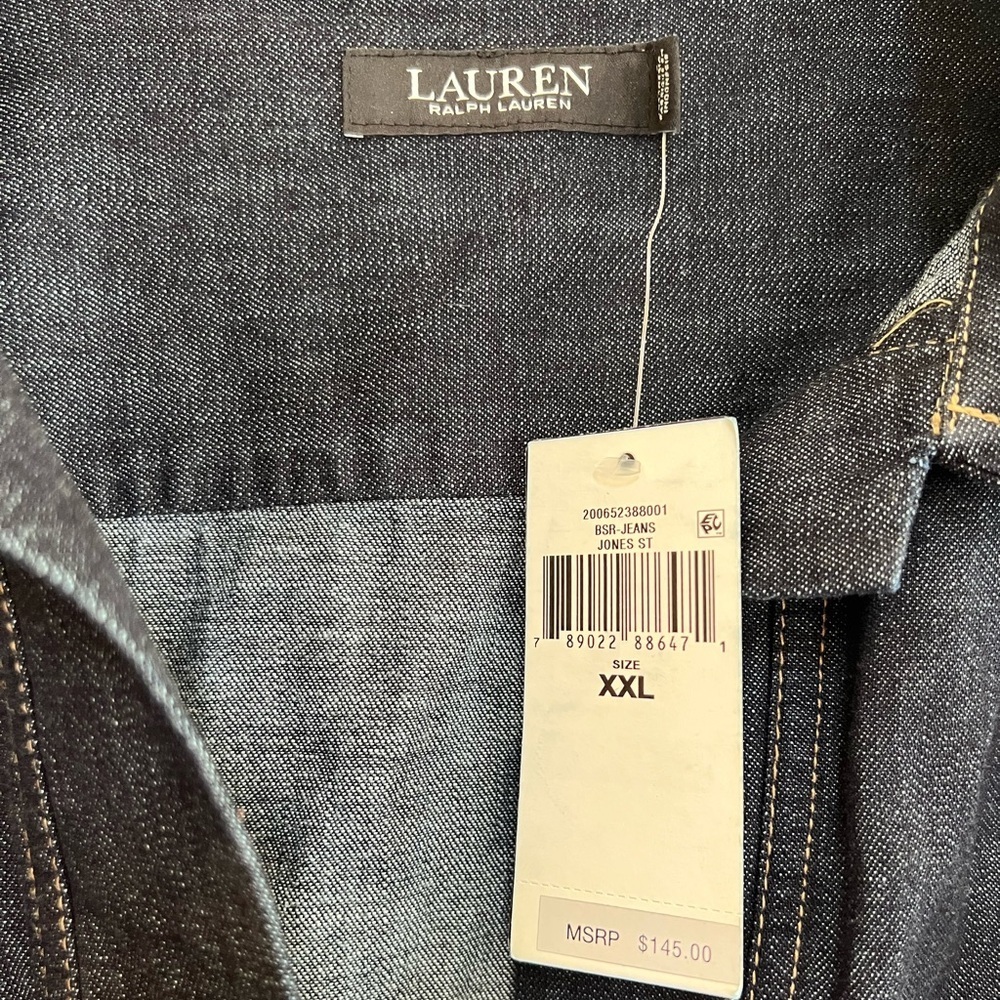 NWT Lauren Ralph Lauren Black Label Denim Shift Shirt Dress in Indigo Blue, XXL - Picture 6 of 12